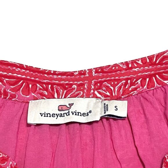 Vineyard Vines Sand Scarf Print Dress Long Sleeve Boho Pink Sz S - Picture 5 of 12